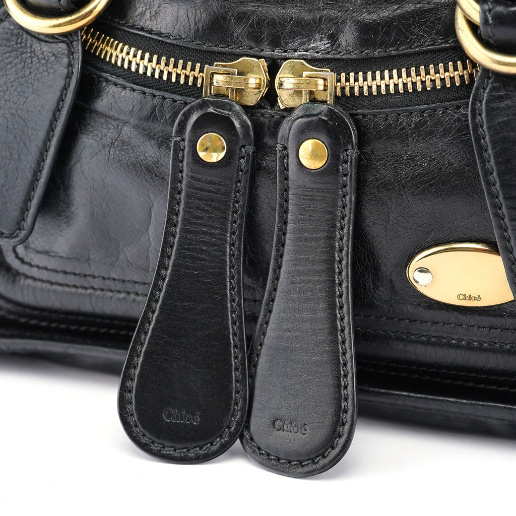 Black Leather Bay 2-Way Tote Bag