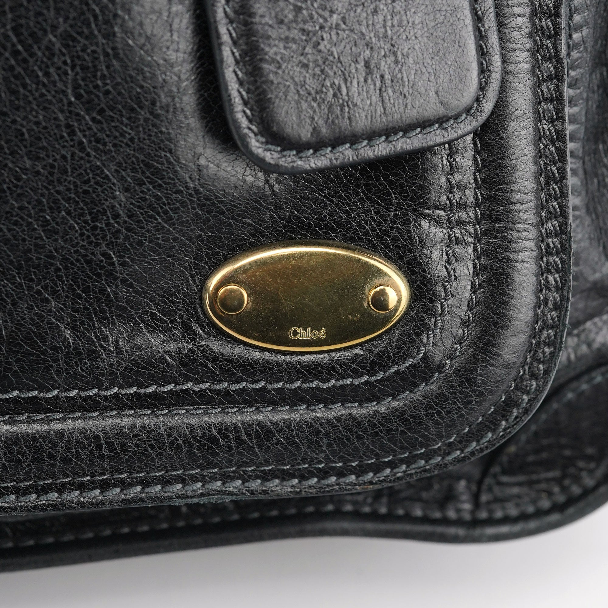 Black Leather Bay Tote Bag