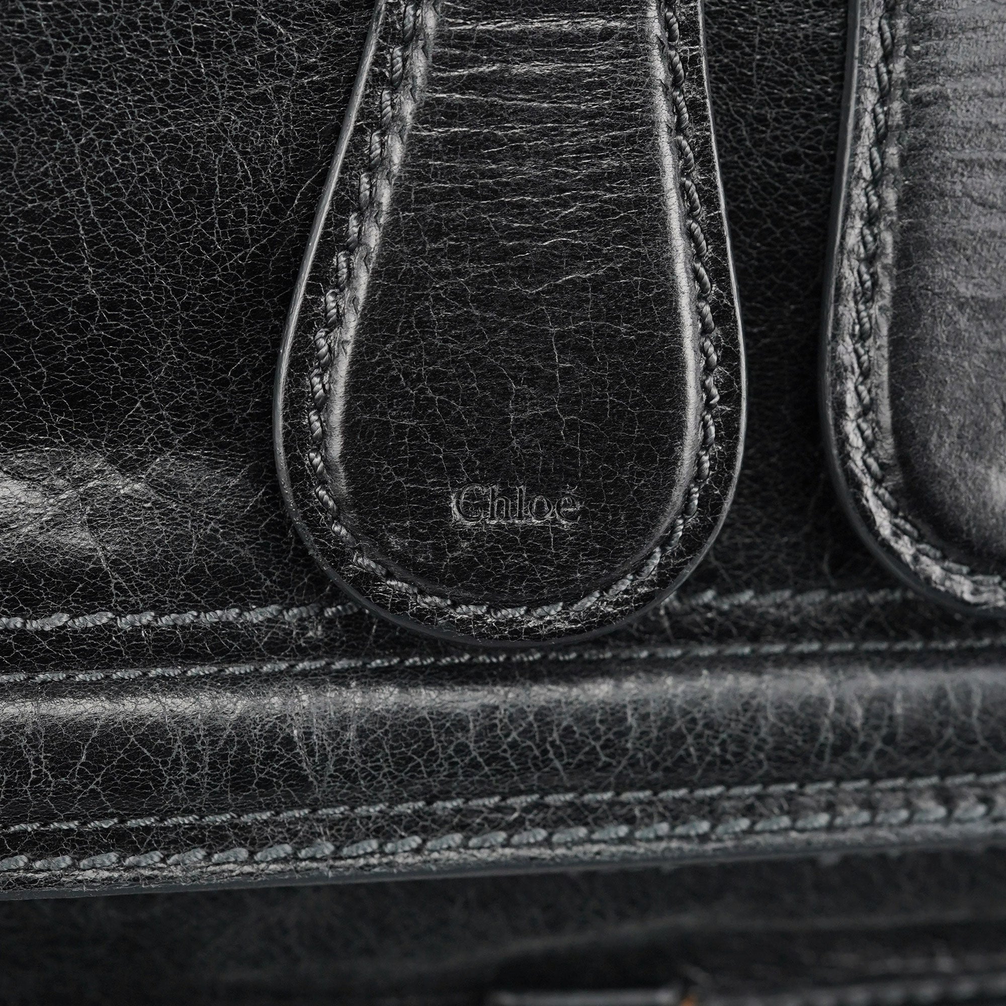 Black Leather Bay Tote Bag