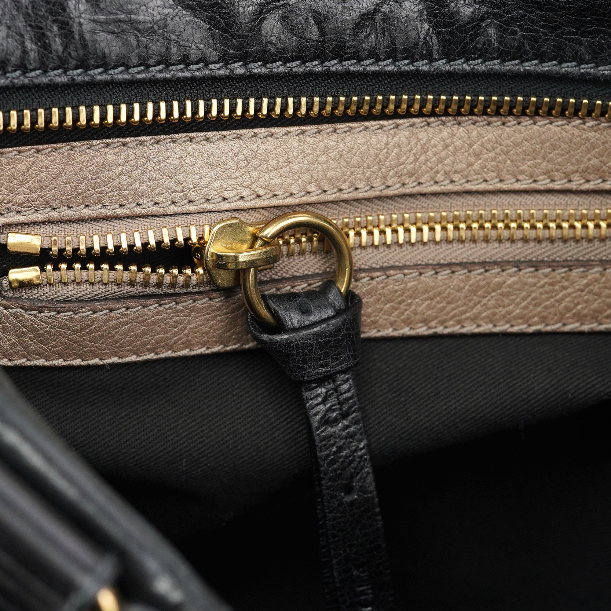 Black Leather Bay Tote Bag