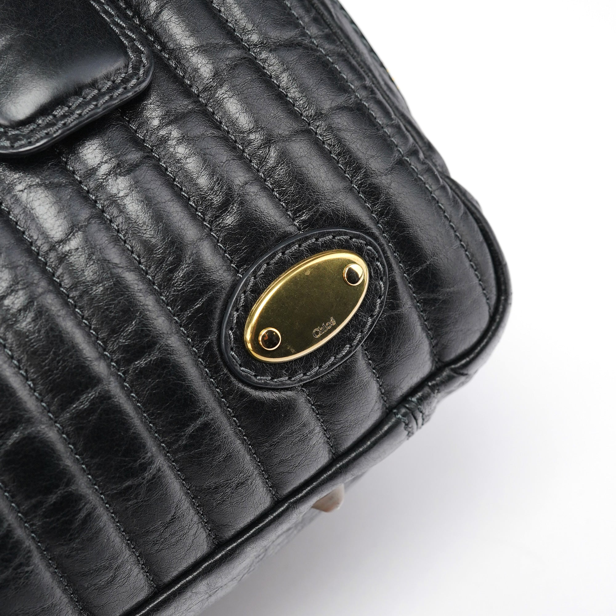 Black Leather Bay Tote Bag