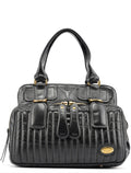 Black Leather Bay Tote Bag