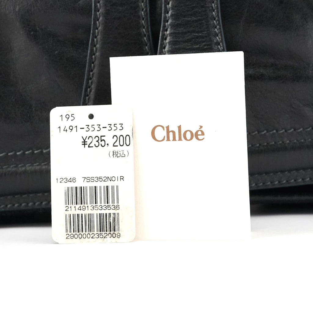 Black Leather Bay Tote Bag