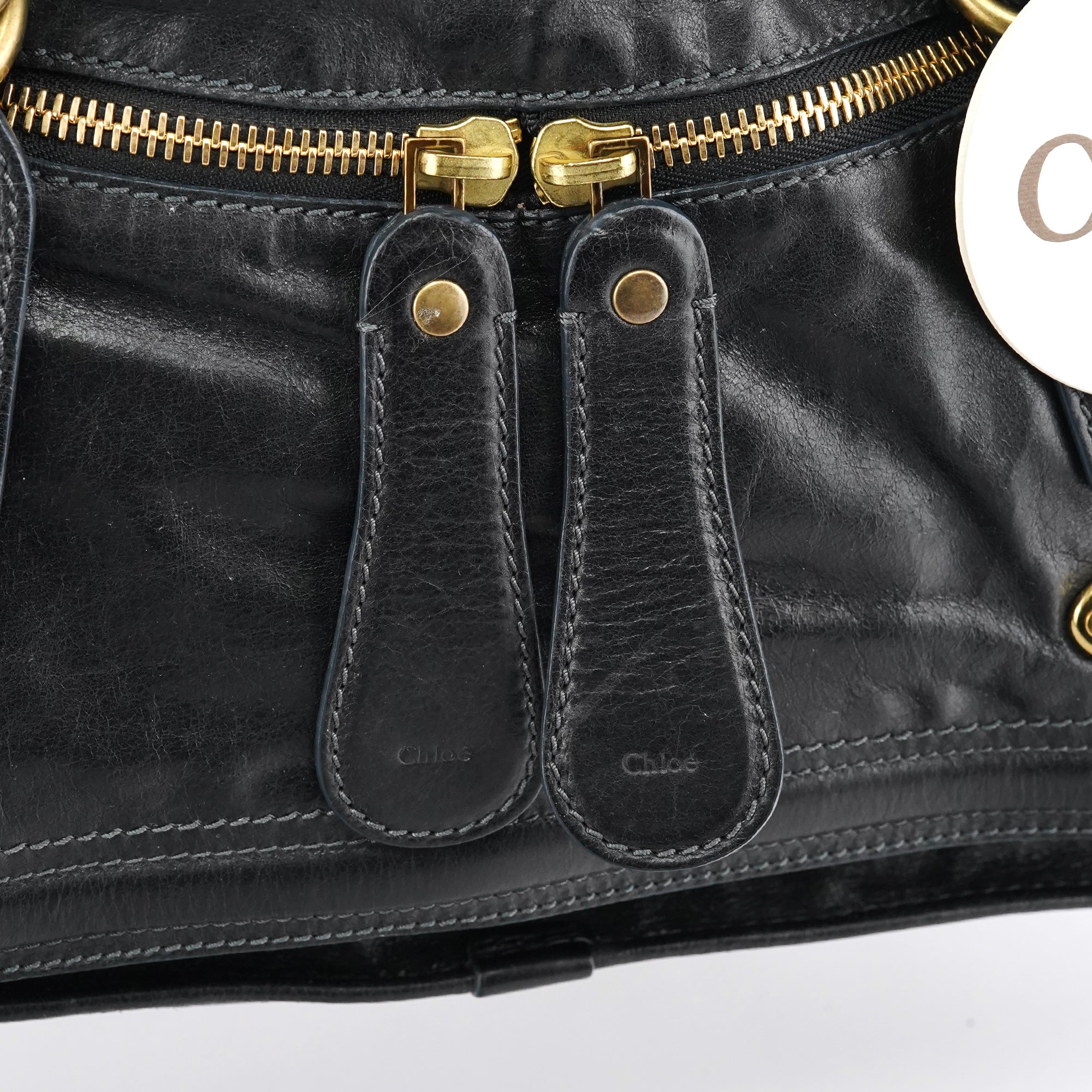 Black Leather Bay Tote Bag