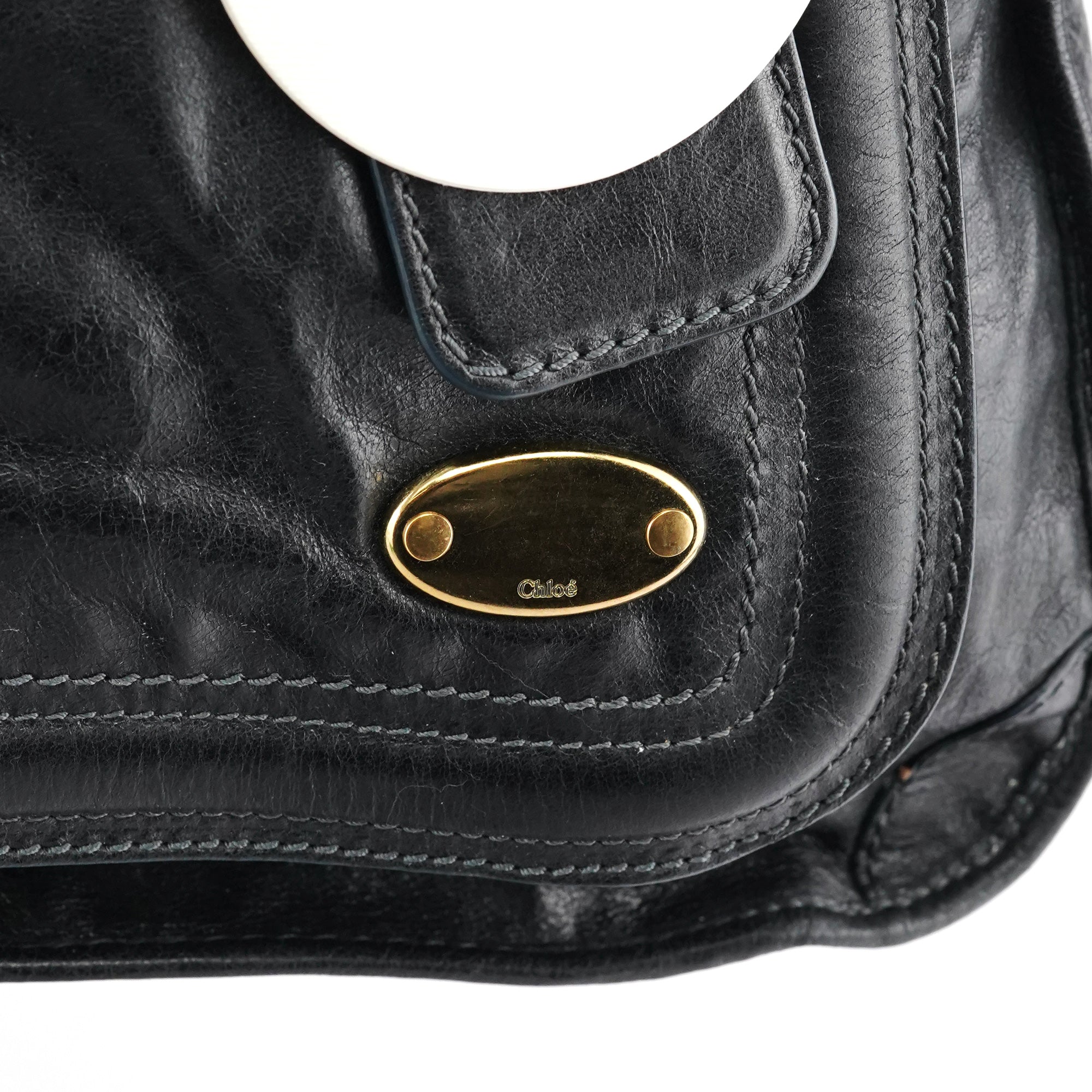Black Leather Bay Tote Bag