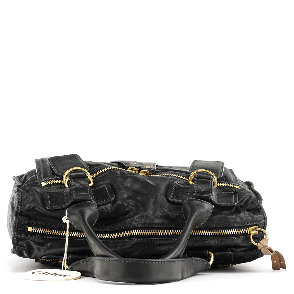 Black Leather Bay Tote Bag