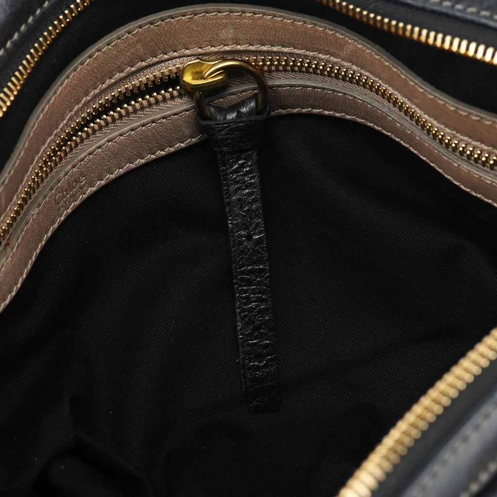 Black Leather Bay Tote Bag