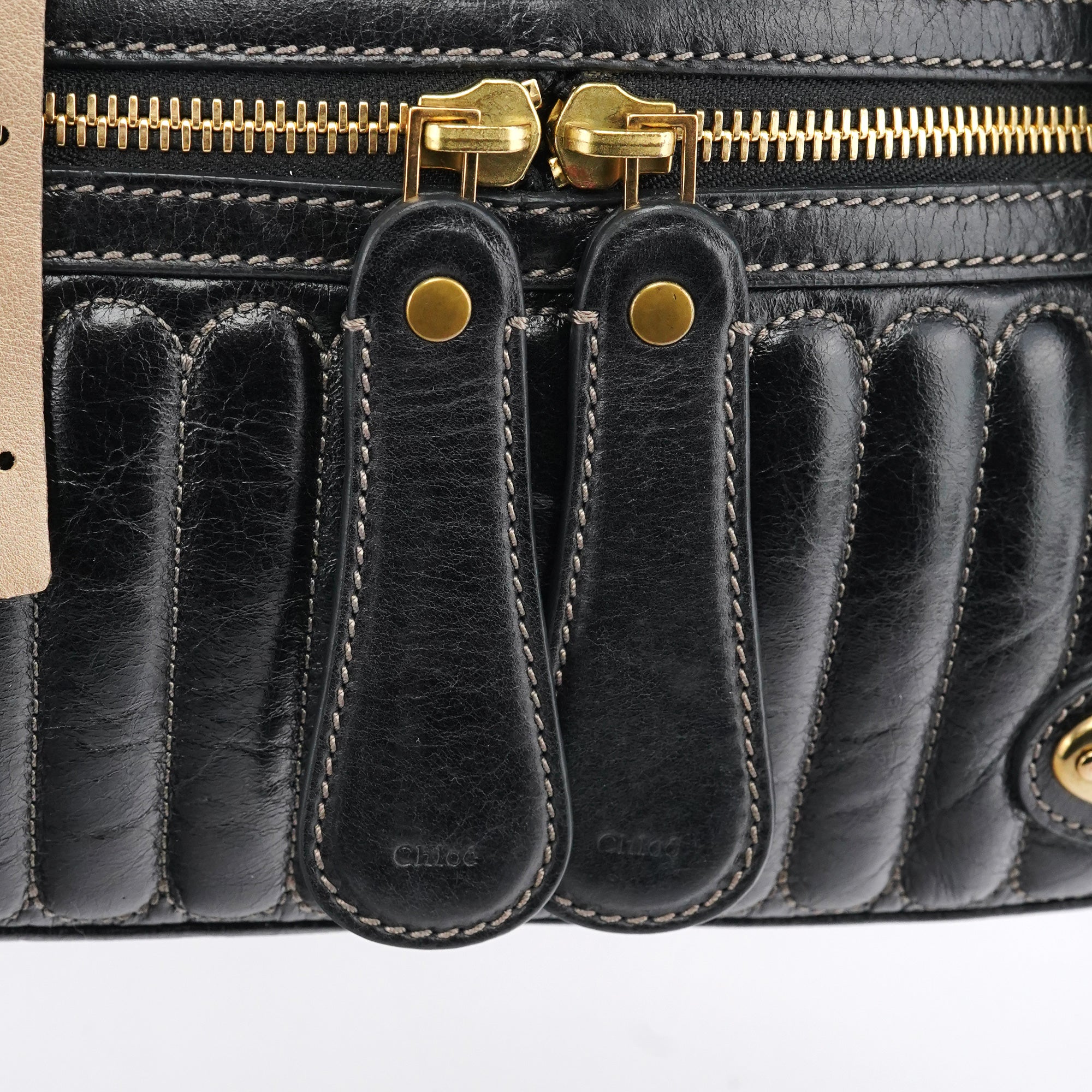 Black Leather Bay Tote Bag