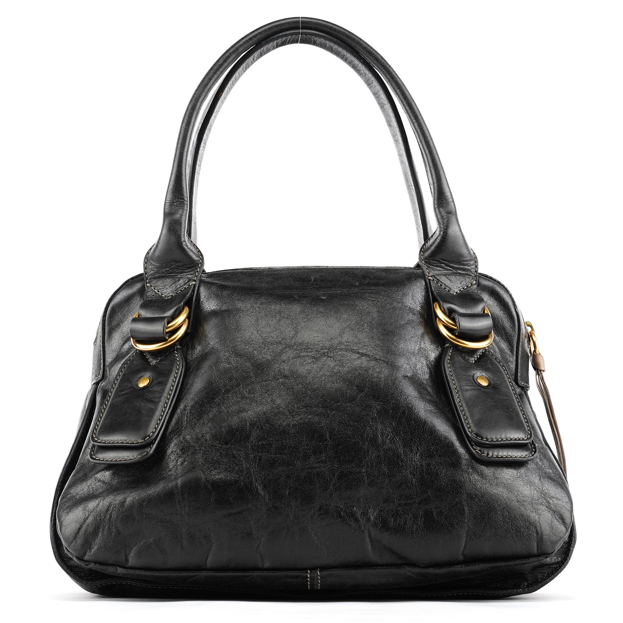 Black Leather Bay Tote Bag
