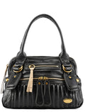 Black Leather Bay Tote Bag