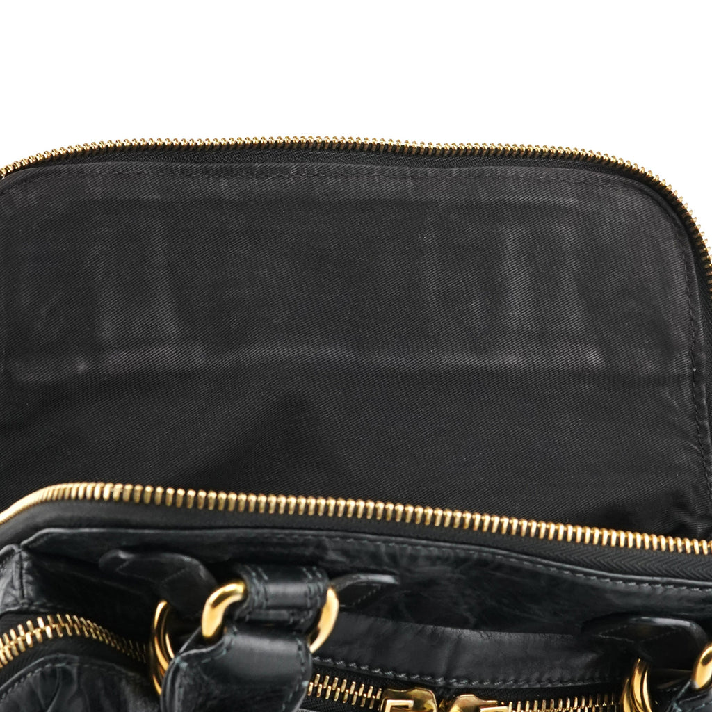 Black Leather Bay Tote Bag