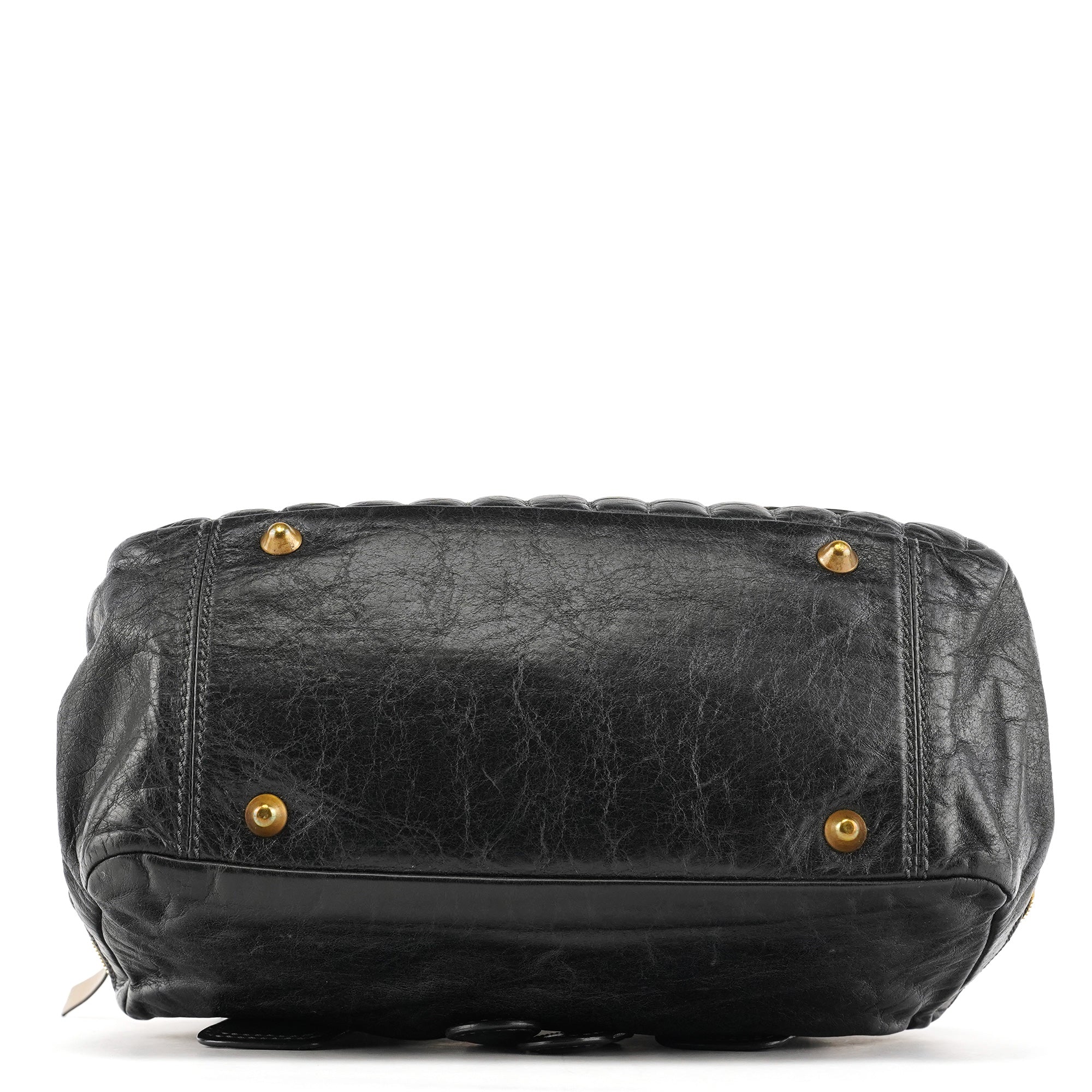 Black Leather Bay Tote Bag