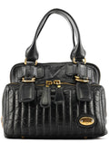 Black Leather Bay Tote Bag