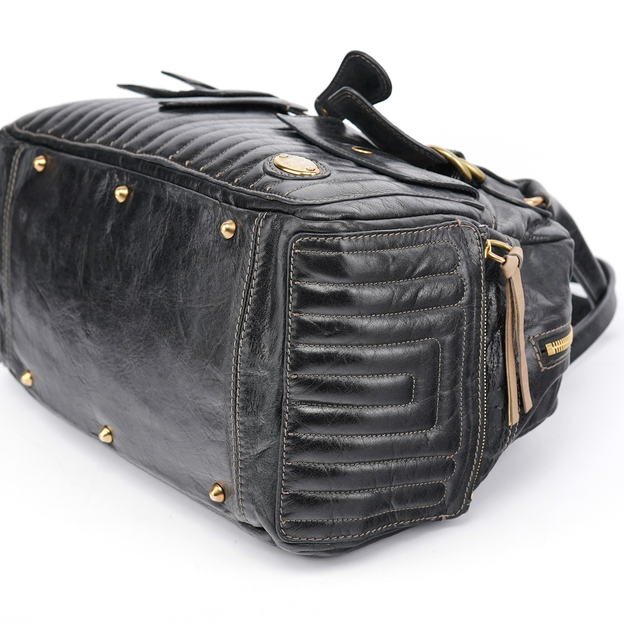 Black Leather Bay Travel Weekender Bag