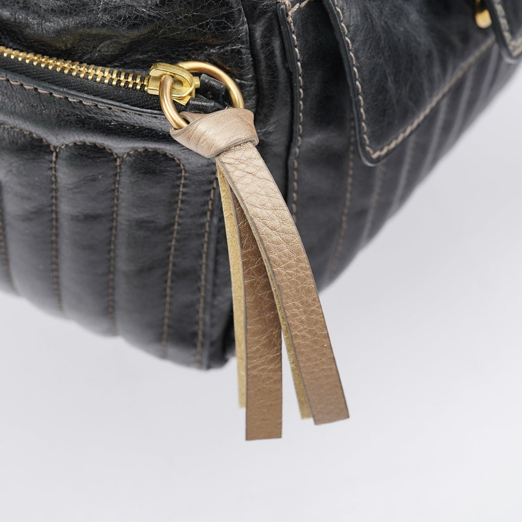 Black Leather Bay Travel Weekender Bag