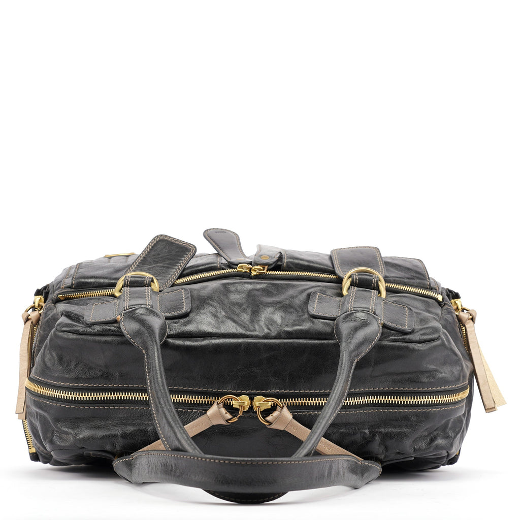 Black Leather Bay Travel Weekender Bag