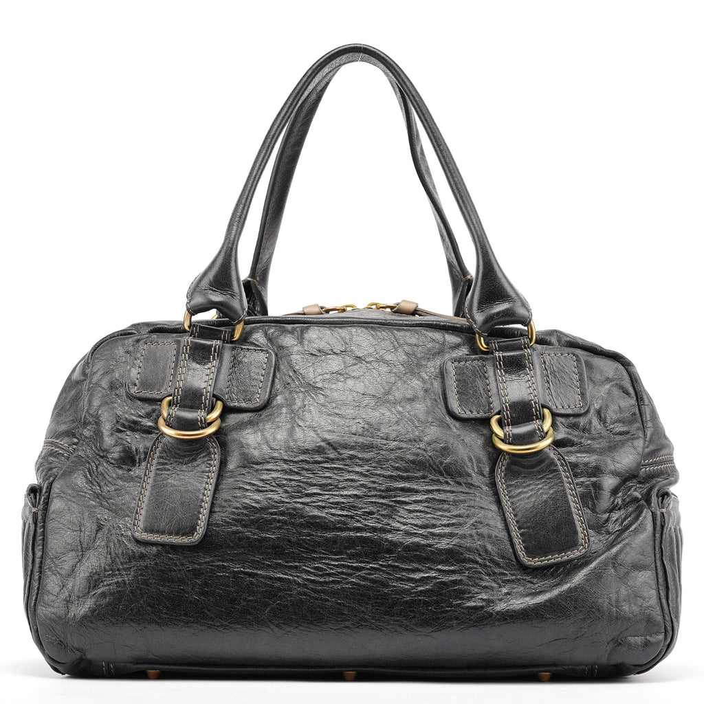 Black Leather Bay Travel Weekender Bag