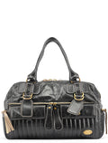 Black Leather Bay Travel Weekender Bag