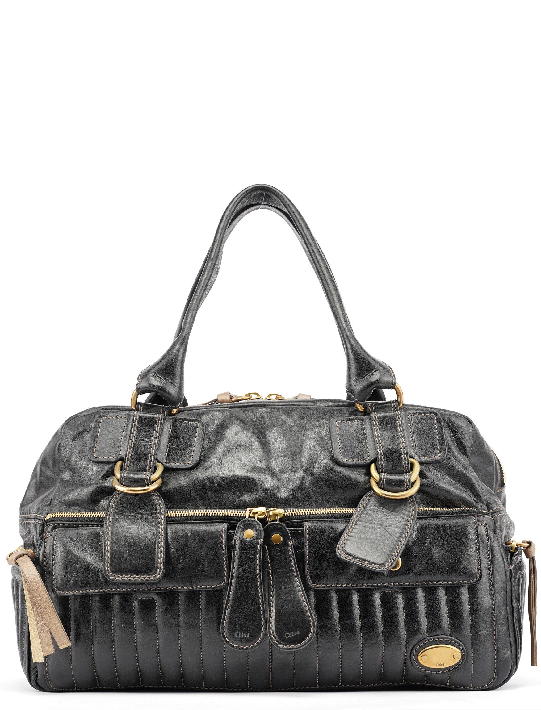 Black Leather Bay Travel Weekender Bag