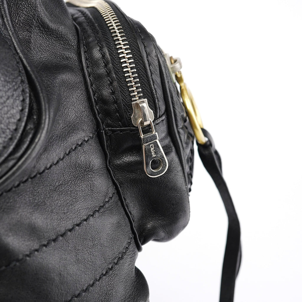 Black Leather Betty Tote Bag