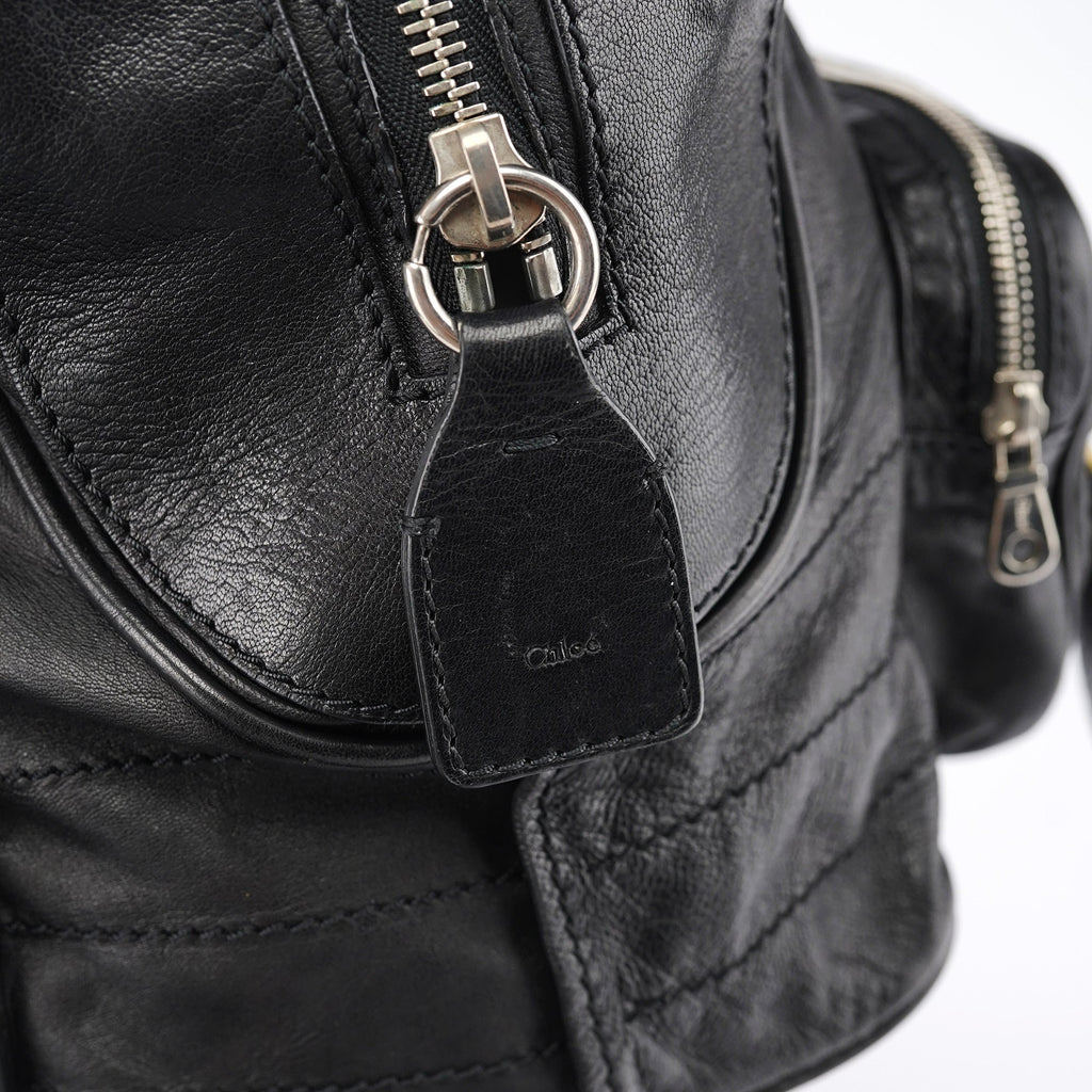 Black Leather Betty Tote Bag
