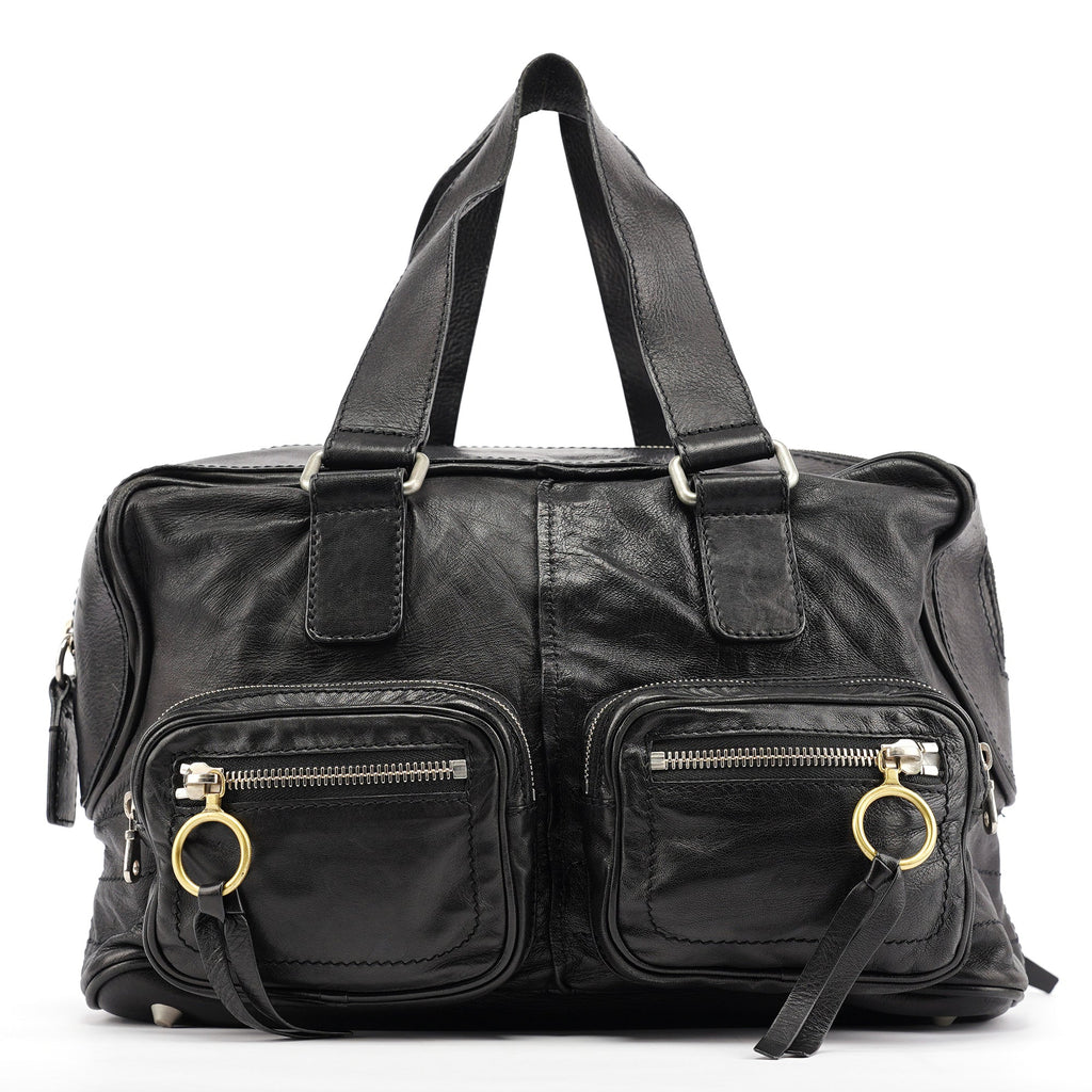 Black Leather Betty Tote Bag