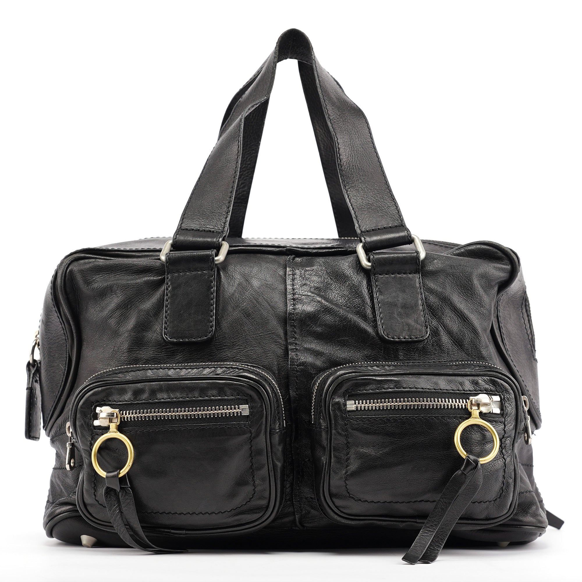 Black Leather Betty Tote Bag