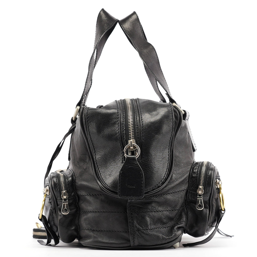 Black Leather Betty Tote Bag
