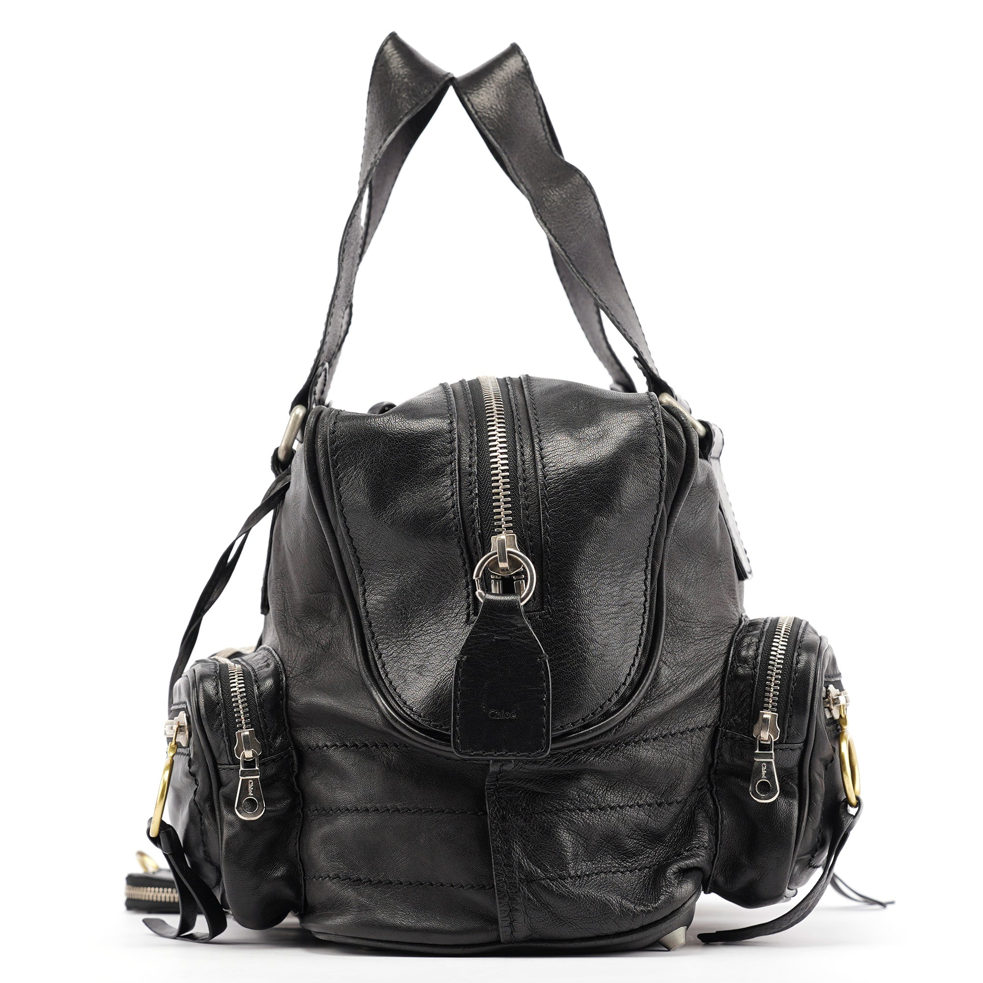 Black Leather Betty Tote Bag