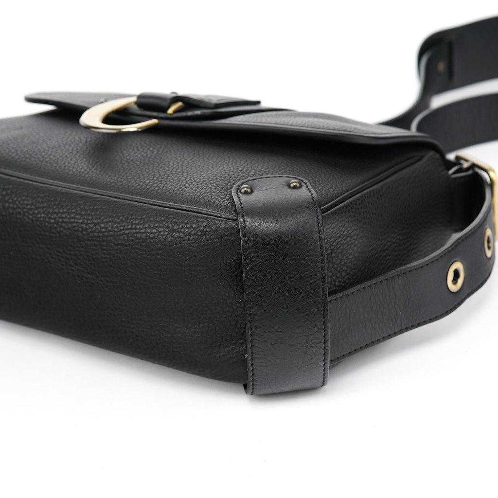 Black Leather C Crossbody Bag