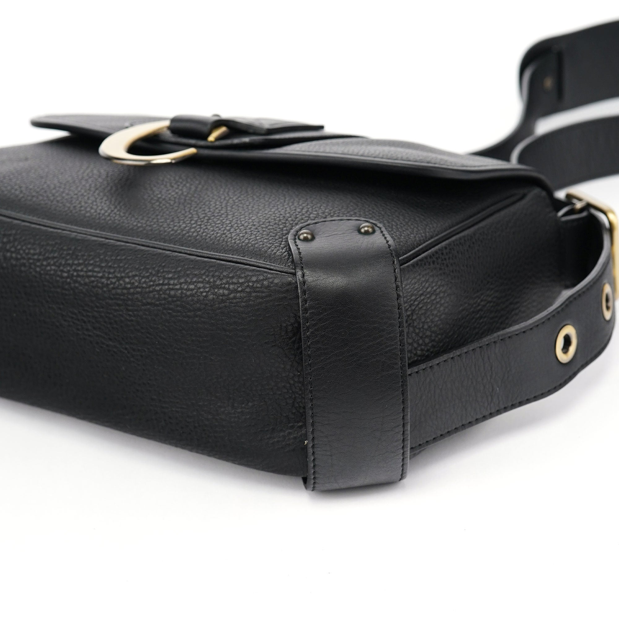 Black Leather C Crossbody Bag