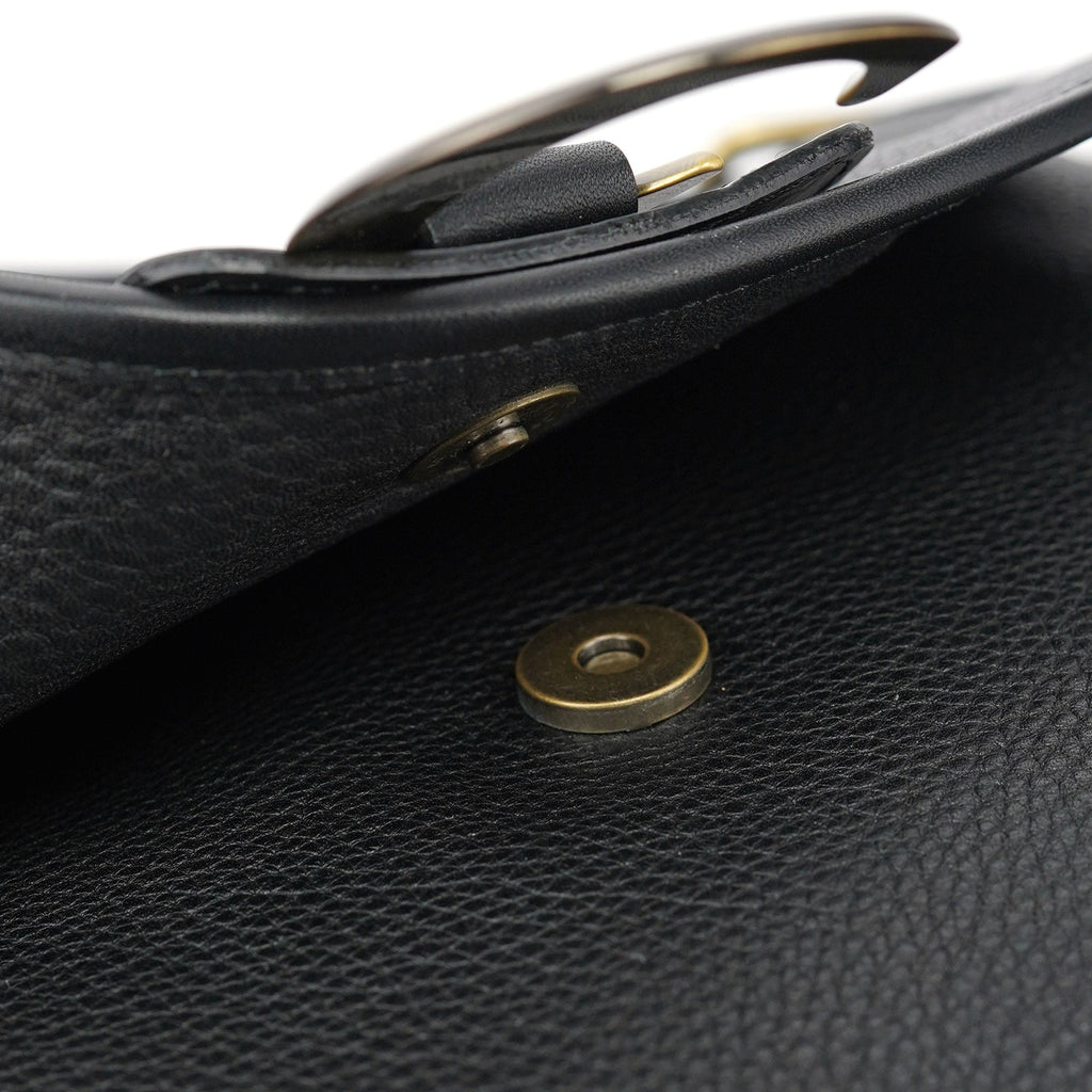 Black Leather C Crossbody Bag