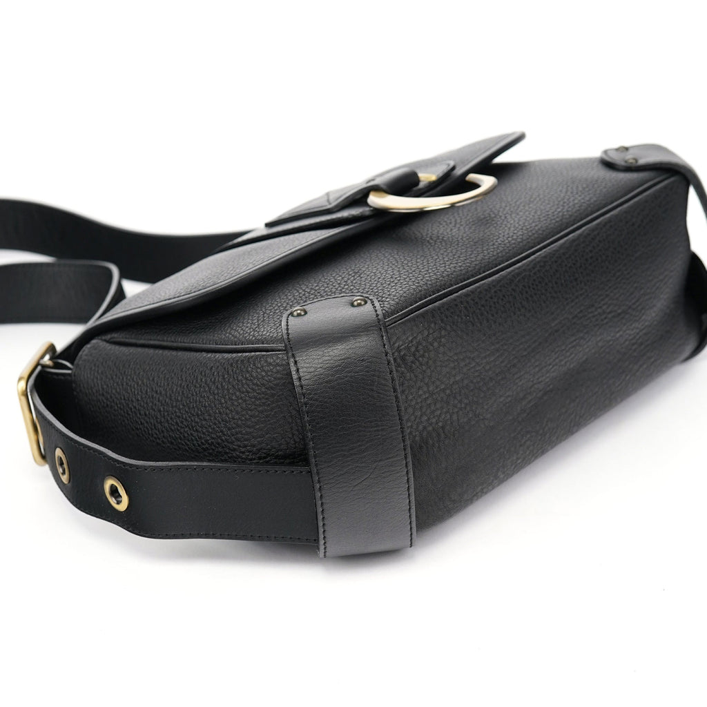 Black Leather C Crossbody Bag