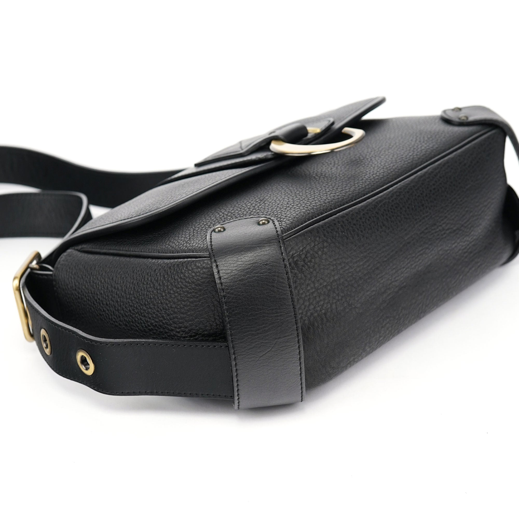 Black Leather C Crossbody Bag