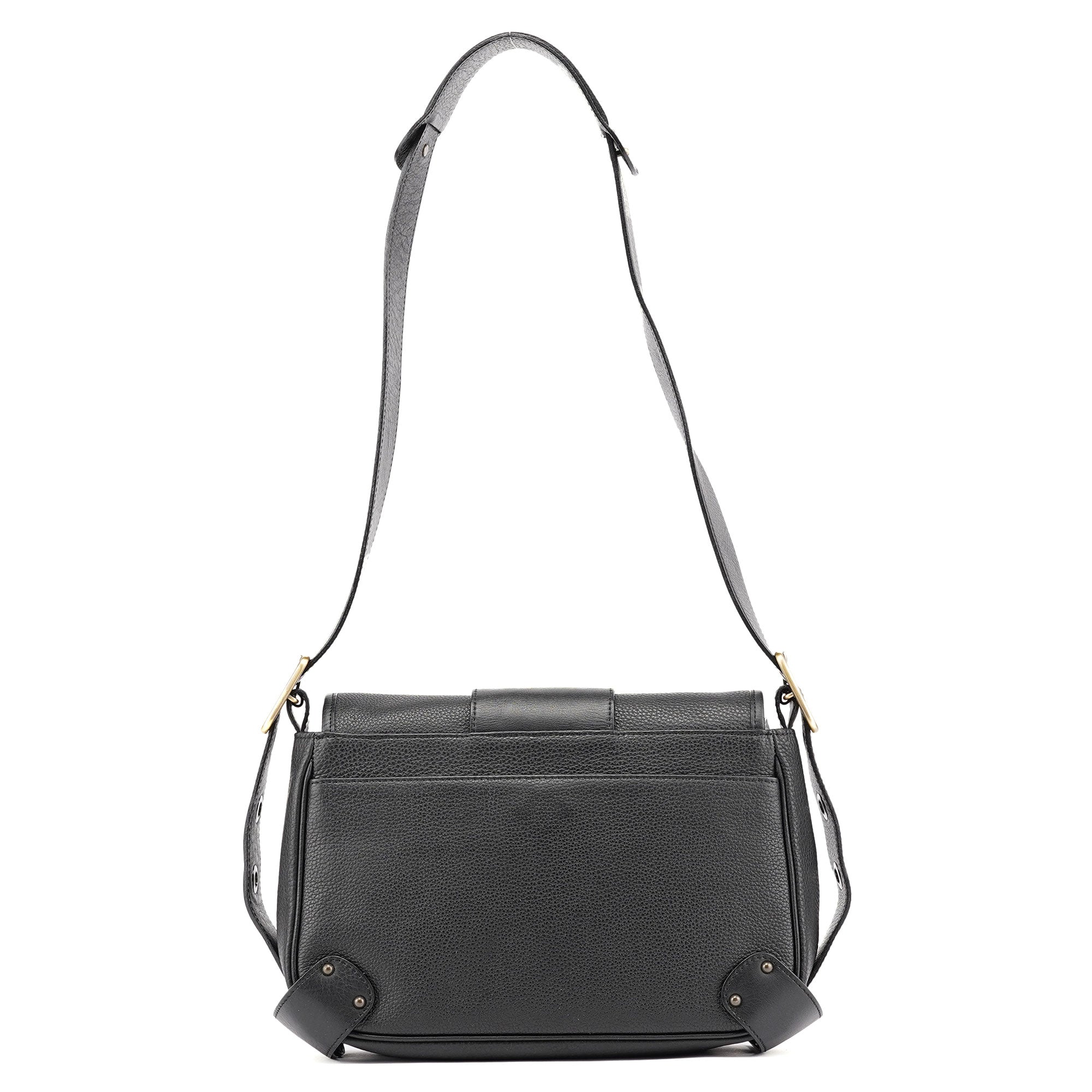 Black Leather C Crossbody Bag