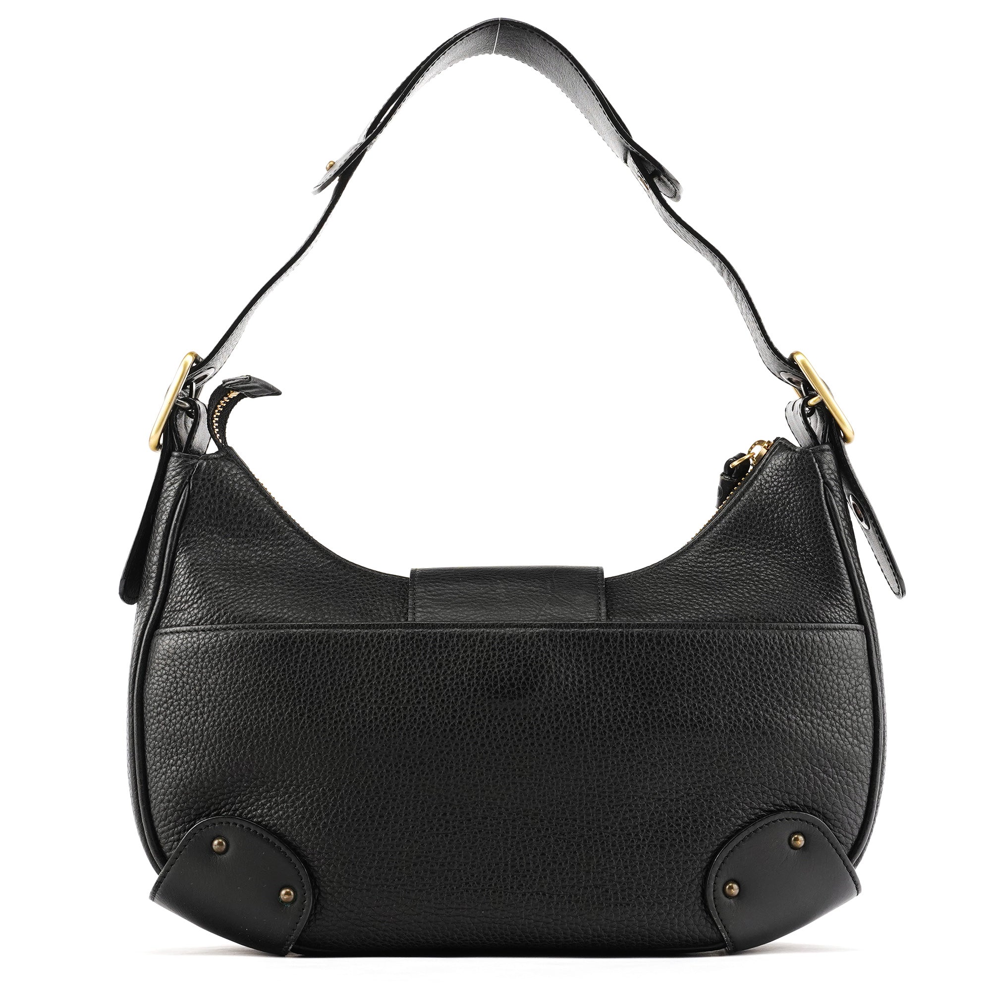 Black Leather C Logo Shoulder Bag