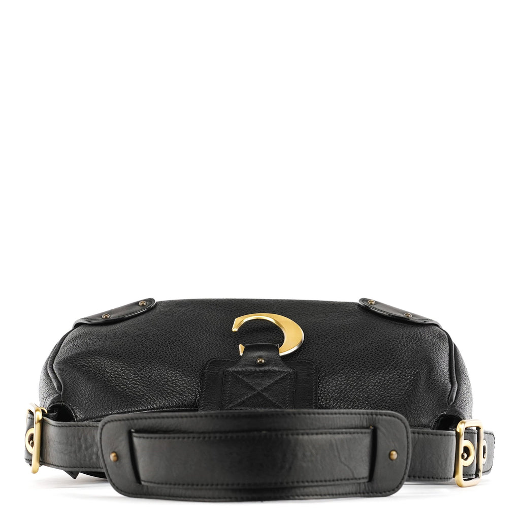 Black Leather C Logo Shoulder Bag