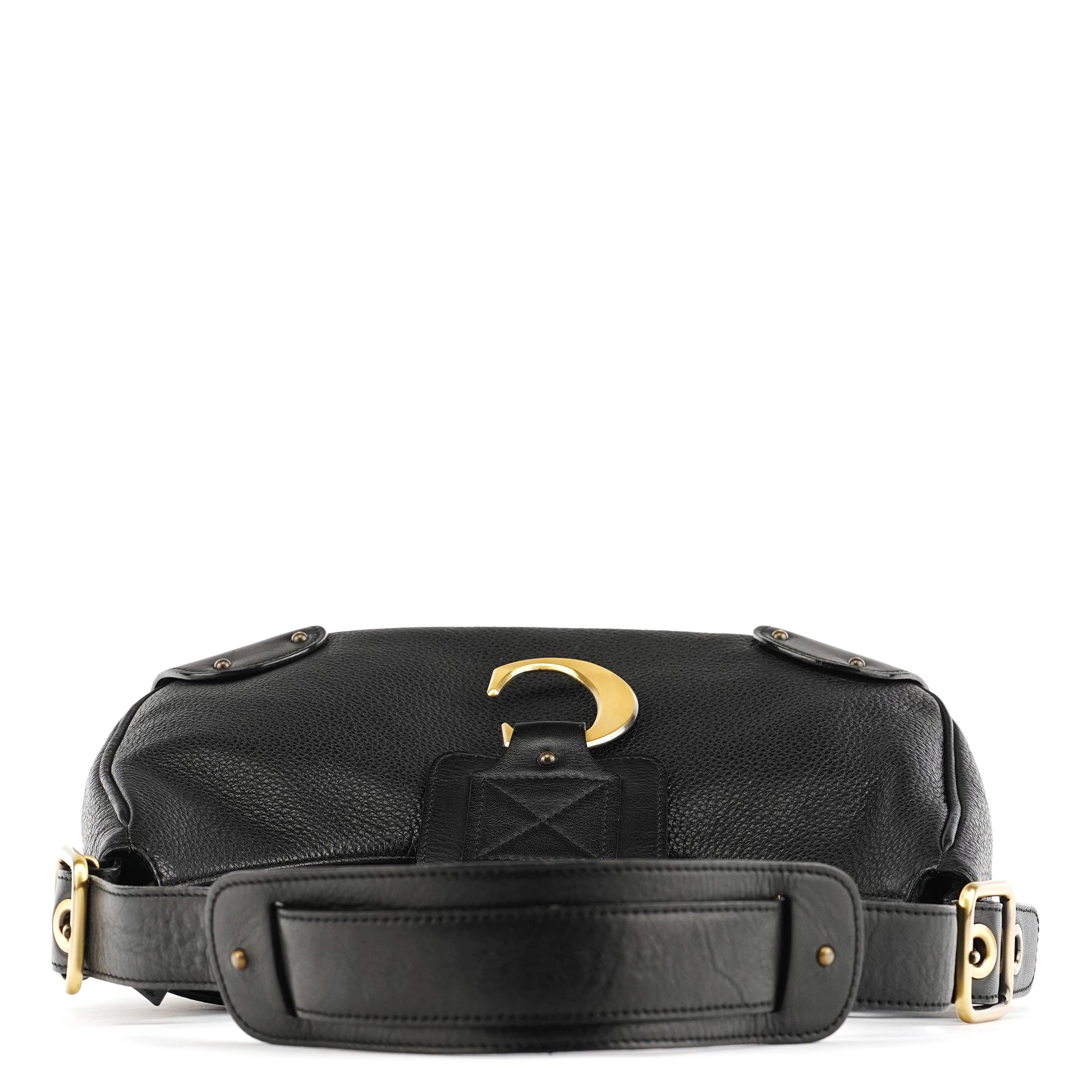 Black Leather C Logo Shoulder Bag