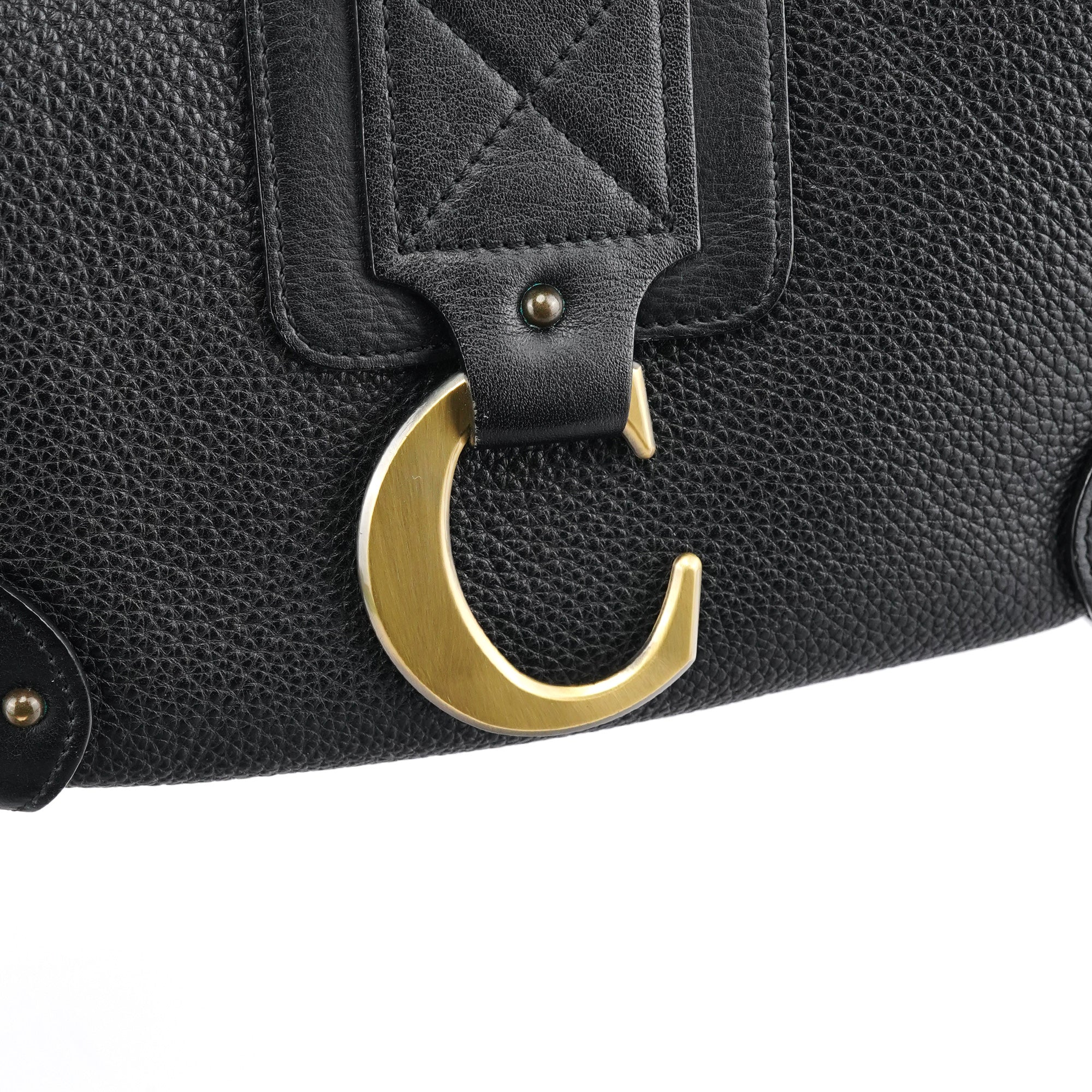 Black Leather C Logo Shoulder Bag