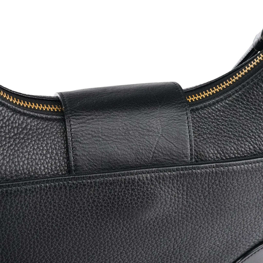 Black Leather C Logo Shoulder Bag