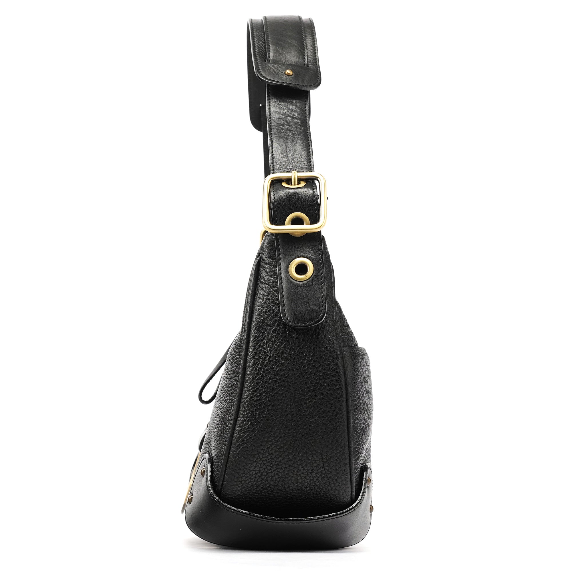 Black Leather C Logo Shoulder Bag