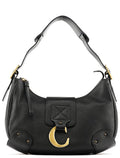 Black Leather C Logo Shoulder Bag