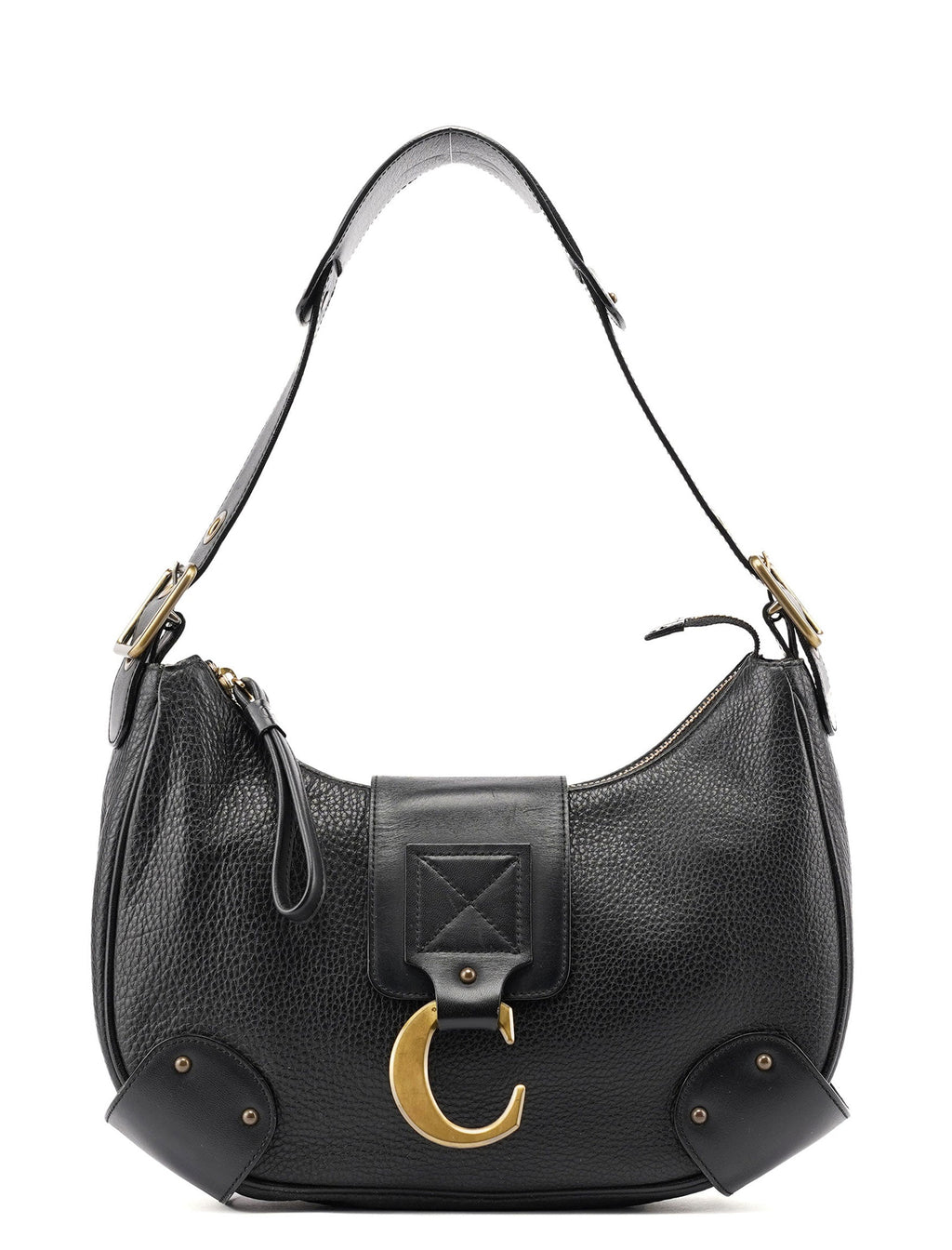 Black Leather C Shoulder Bag