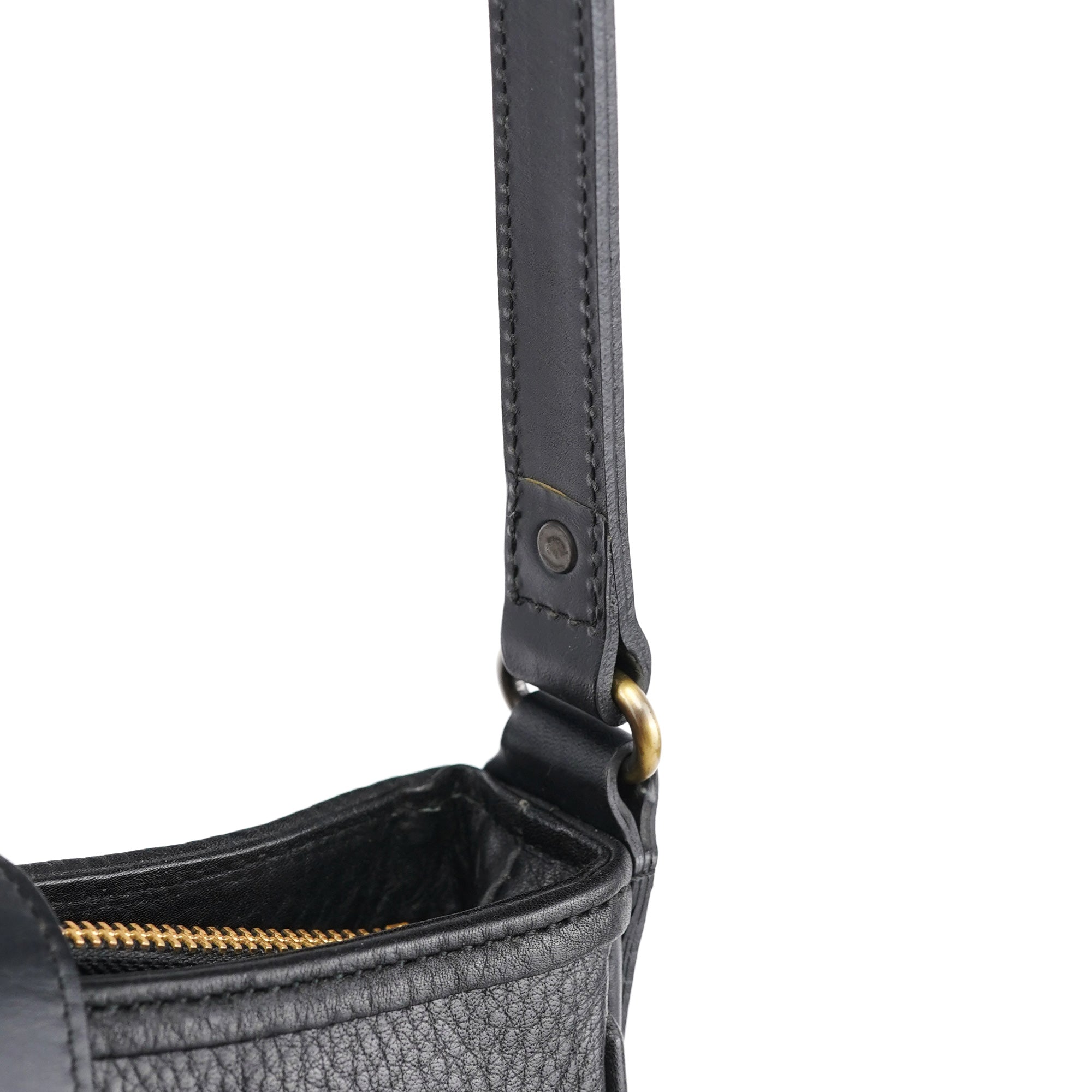 Black Leather C Shoulder Bag