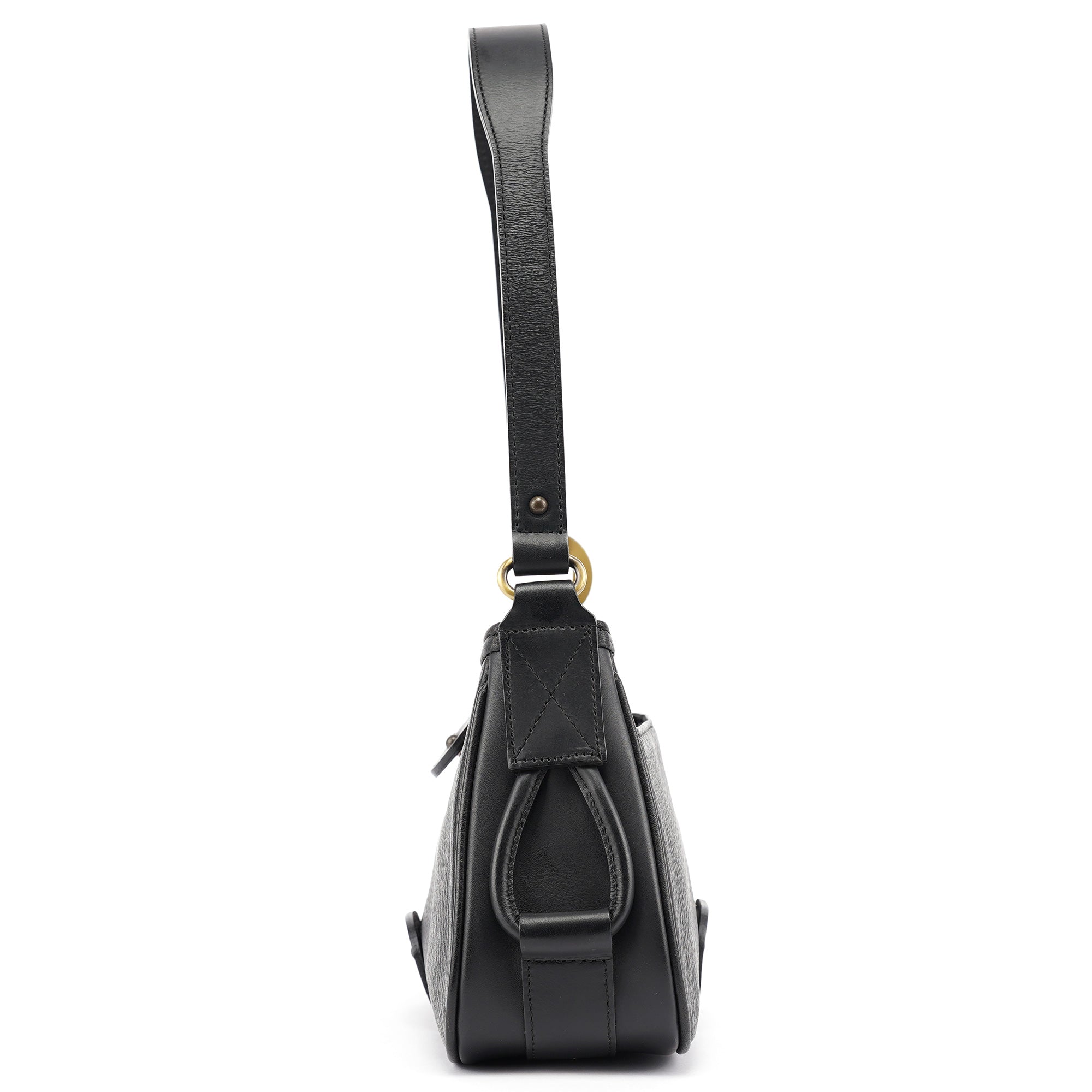 Black Leather C Shoulder Bag