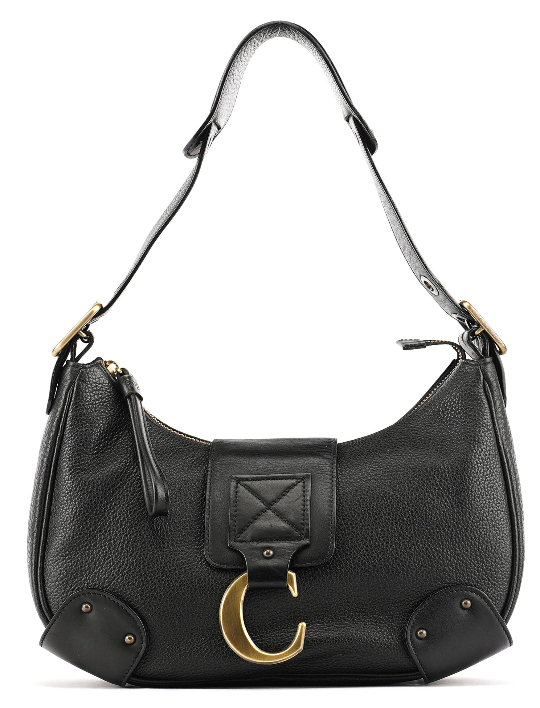 Black Leather C Shoulder Bag