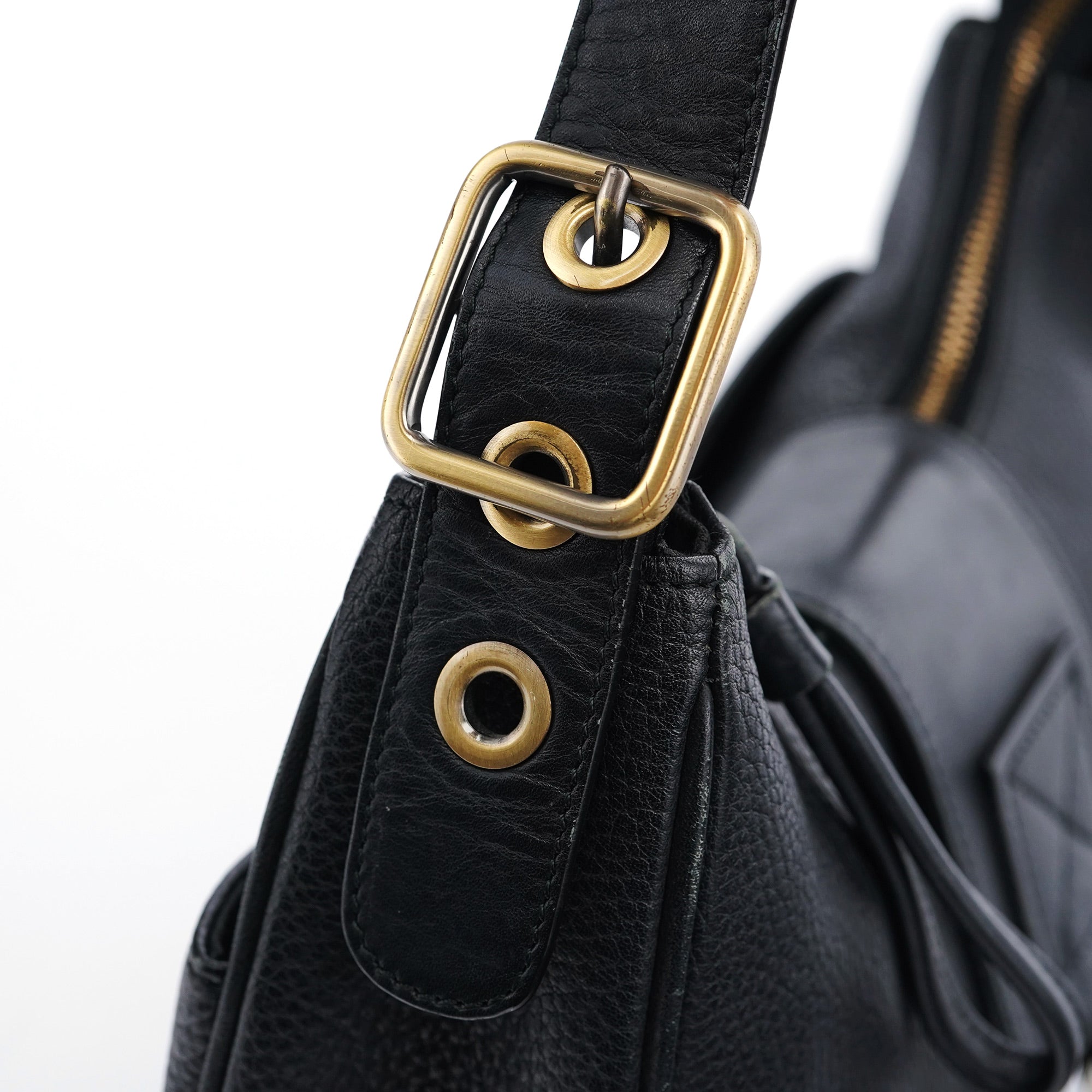 Black Leather C Shoulder Bag