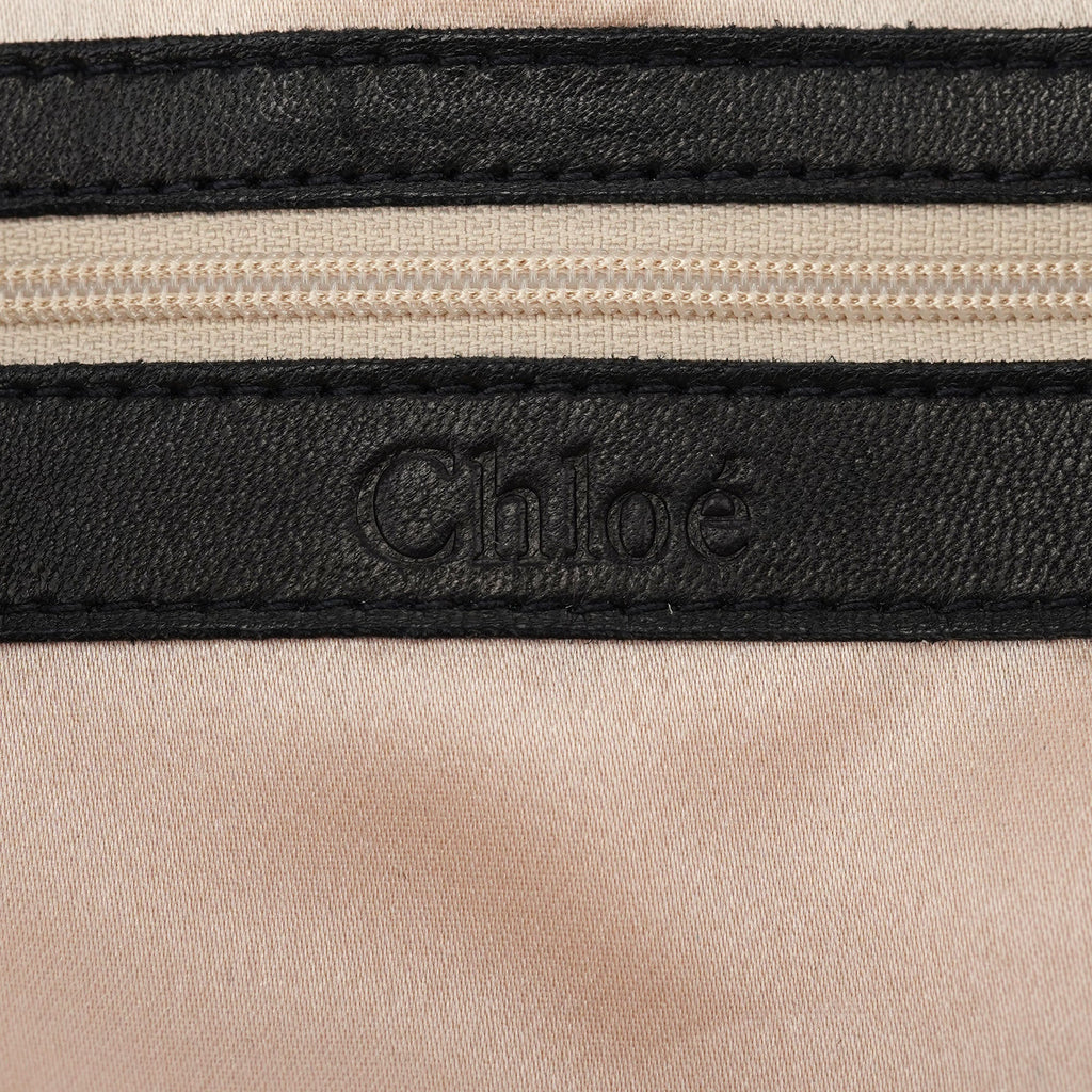 Black Leather Canvas Embellished Hobo Bag
