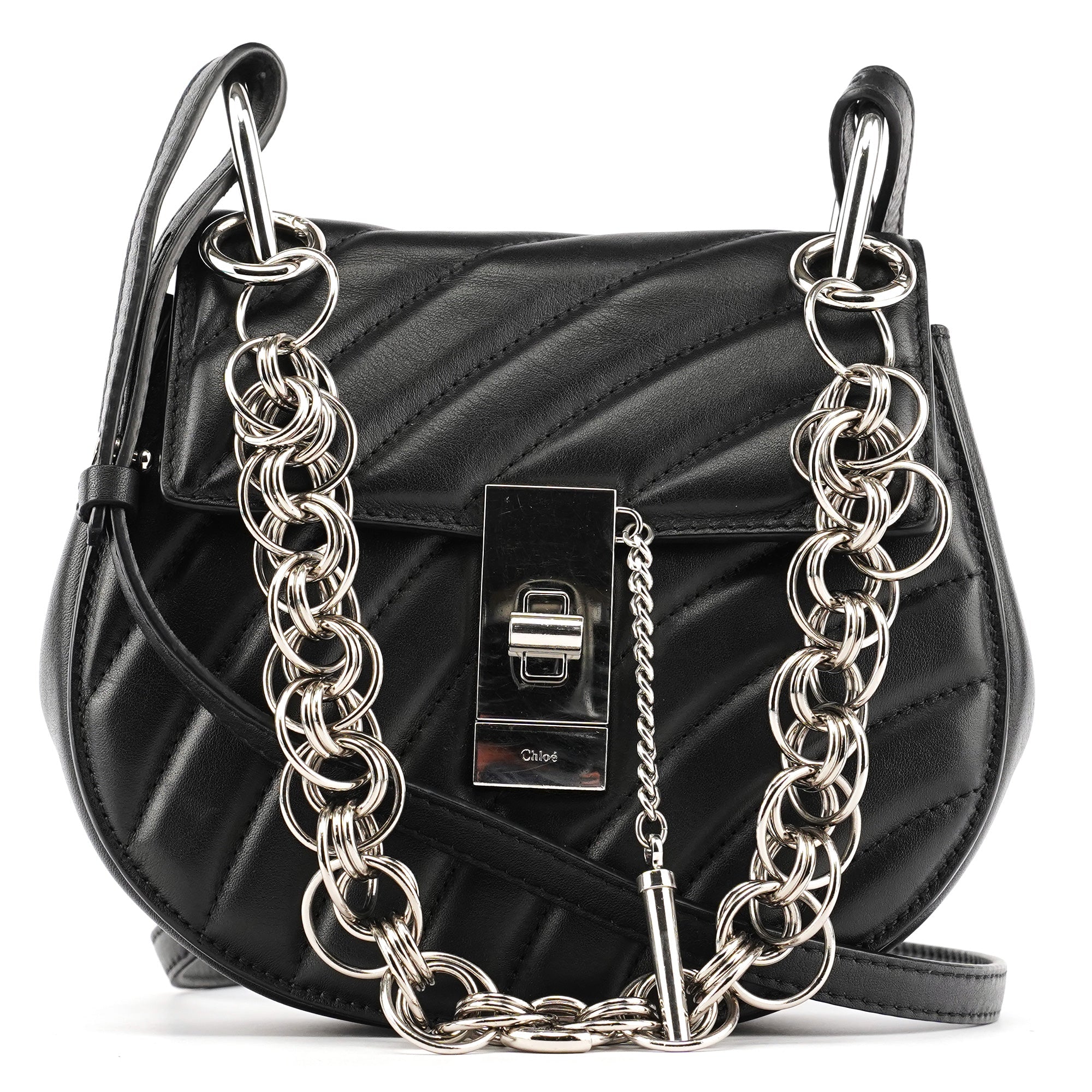 Black Leather Drew 2-Way Crossbody Bag