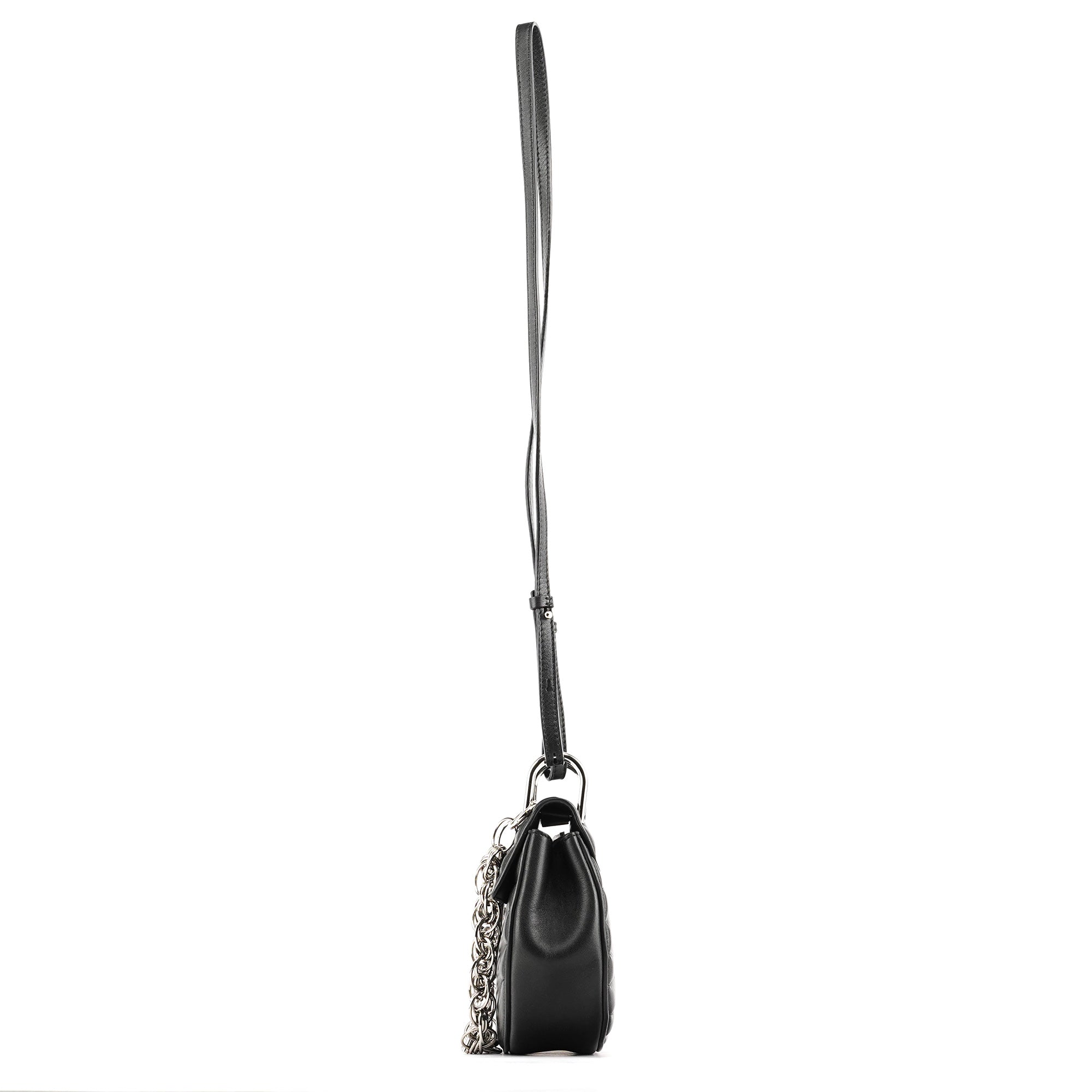 Black Leather Drew 2-Way Crossbody Bag